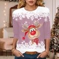 thumbnail image 2 of zaveiop Christmas Shirts for Women 2025 3/4 Sleeve Snowman Graphic T-Shirts Casual Crewneck Xmas Tunic Tops Holiday Shirts (Z-Pink, XXL), 2 of 4