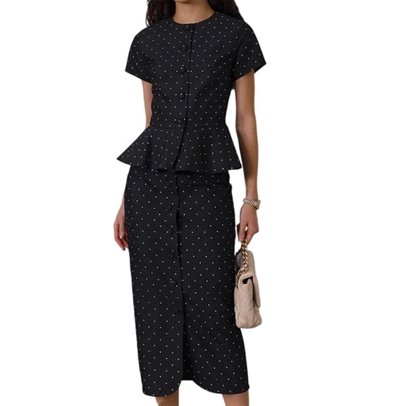 Women's Sets Outfits Dress Skirt for Casual Stylish Comfortable Black S