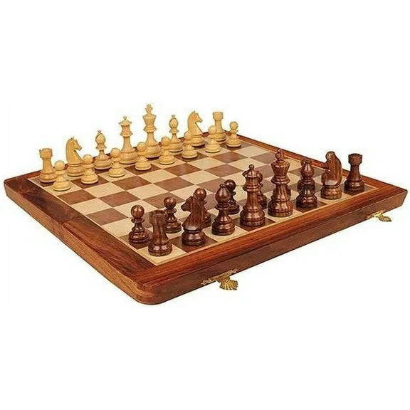 16" Travel Folding Sheesham Wood Chess Set
