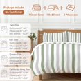 thumbnail image 6 of Queen 4 Piece Bedding Set Sage Green Stripe Gray Line Soft Breathable Duvet Cover and Pillowcase,Minimalist Style Duvet Cover Set Washable Bed Sheets for Bedroom Dormitory Guest Room, 6 of 9