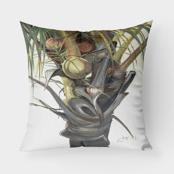 Carolines Treasures JMK1279PW1818 Coconut Tree Top Canvas Fabric Decorative Pillow  18H x18W multicolor