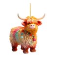 thumbnail image 1 of Christmas Cow Ornament Xmas Tree Cartoon Highland Cow Hanging Decorations 2D Flat Acrylic Pendant for Car Rearview Mirror Tree Decor, 1 of 8
