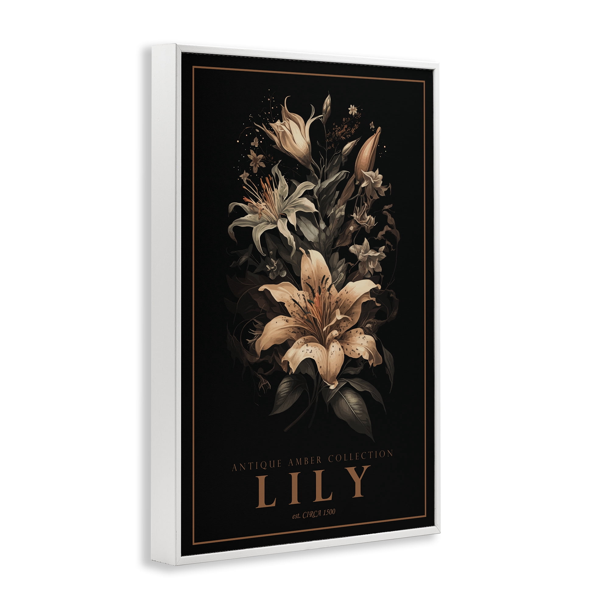 Stupell Industries Antique Lily Light White Framed Giclee Art, design by Chris Giampietro