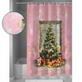 thumbnail image 3 of Extra Long Shower Curtain 72x84 Inch, Pink Christmas Tree Shower Curtain Waterproof Bathroom Decor Watercolor Xmas Snowflake Fabric Bath Curtain Set Accessories with Hooks, 3 of 6