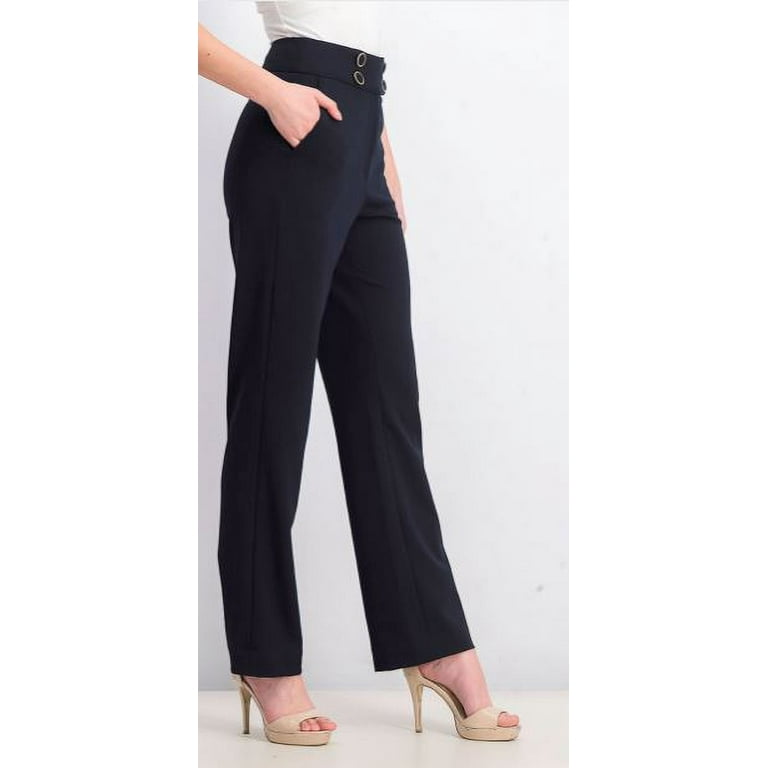 Calvin Klein Women s High Rise Buttoned Waist Dress Pants Navy Size 0