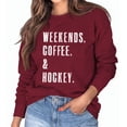 thumbnail image 3 of Sudadera de cuello redondo para mujer, manga larga, corte holgado, estampado de letras, color rojo vino, talla S, primavera/otoño, 3 of 5