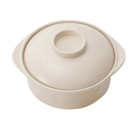 

Wonton Bowl Household Soup Bowl Food Bowl Versatile Bowl Kitchen Storage Bowl1Pc Double Handle Thickened Wheat Fiber Bowl Tableware Bowl with Lid (Beige)