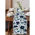 thumbnail image 4 of Ldtrchee Blue Flowers Table Runner 72 Inches, Abstract Retro Gradient Floral Plant Leaf Bed Runner Dresser Scarves Tabletop for Indoor Outdoor Parties/Ceremony/Banquet, 18" x 72", 4 of 8