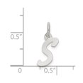 thumbnail image 3 of Auriga 925 Sterling Silver Rhodium-plated Letter S Initial Charm for Women (L-19 mm, W-8 mm), 3 of 6