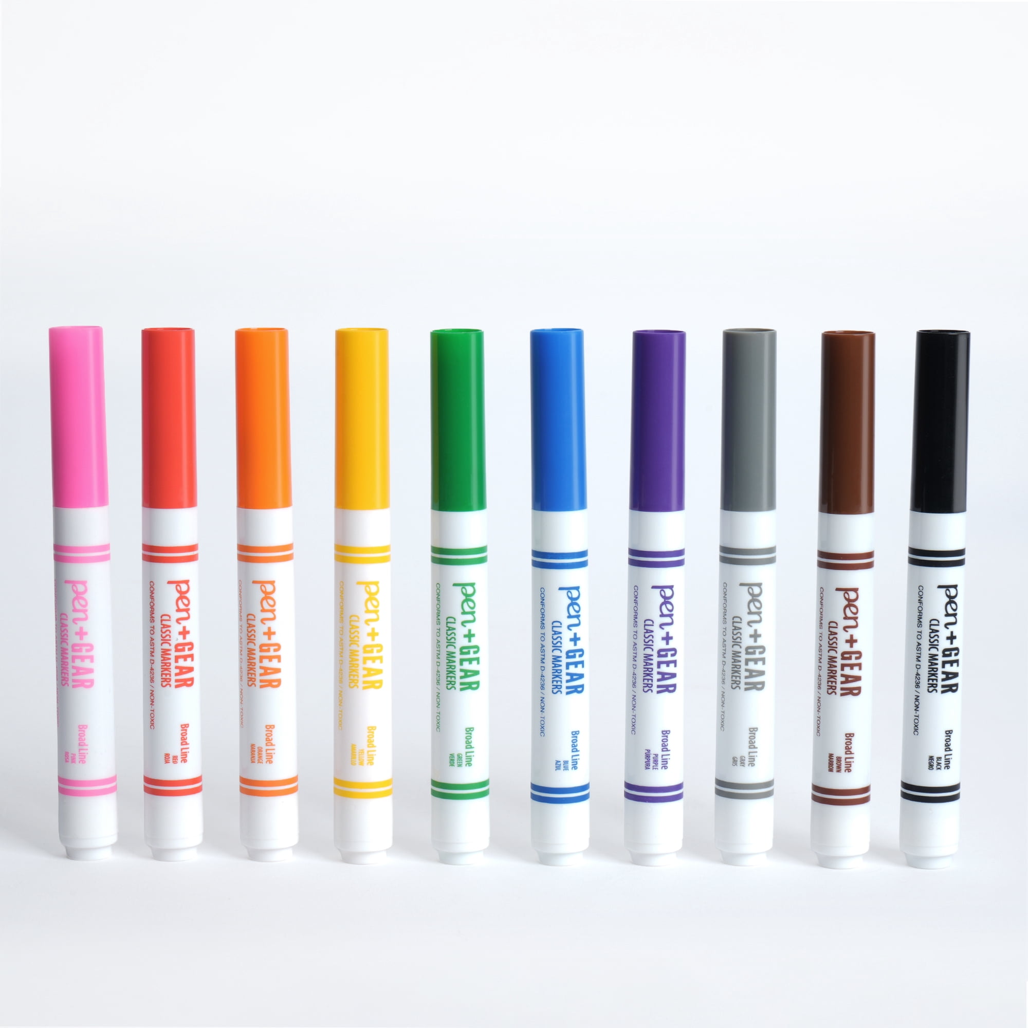 Pen+Gear 12 Set Bulk Pack, Classic Markers, Broad Tip, Assorted Colors, 10 Count, 12 Sets of Classic Markers in one Box.