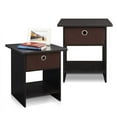 Furinno End Table/ Night Stand Storage Shelf with Bin Drawer, Espresso