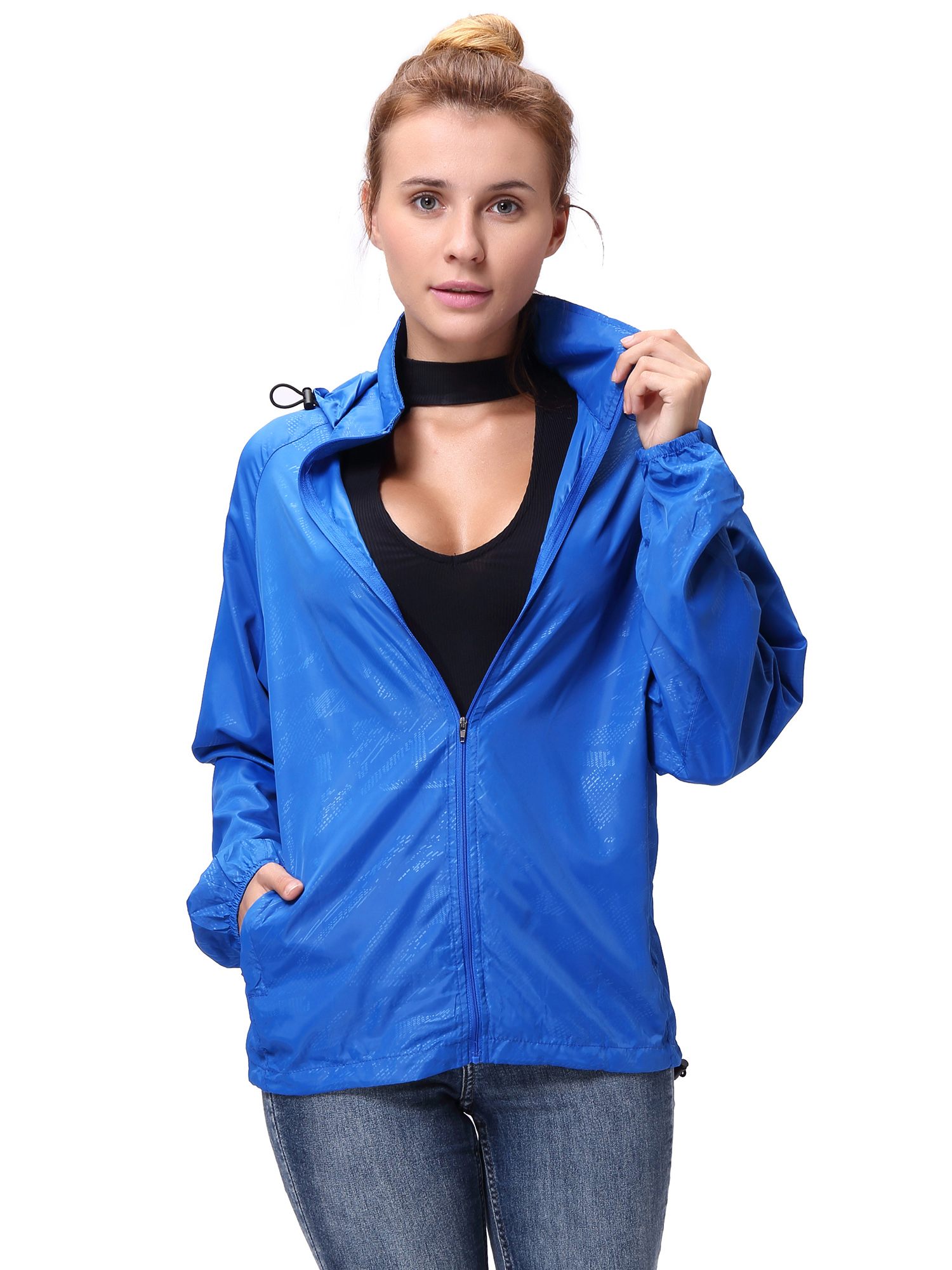 Fashion Womens/Mens Outdoor Lightweight windbreaker Jackets Waterproof Rain Coat Outwear Zip-Up Long Sleeve Hoodie Sport Windbreaker - image 1 of 9
