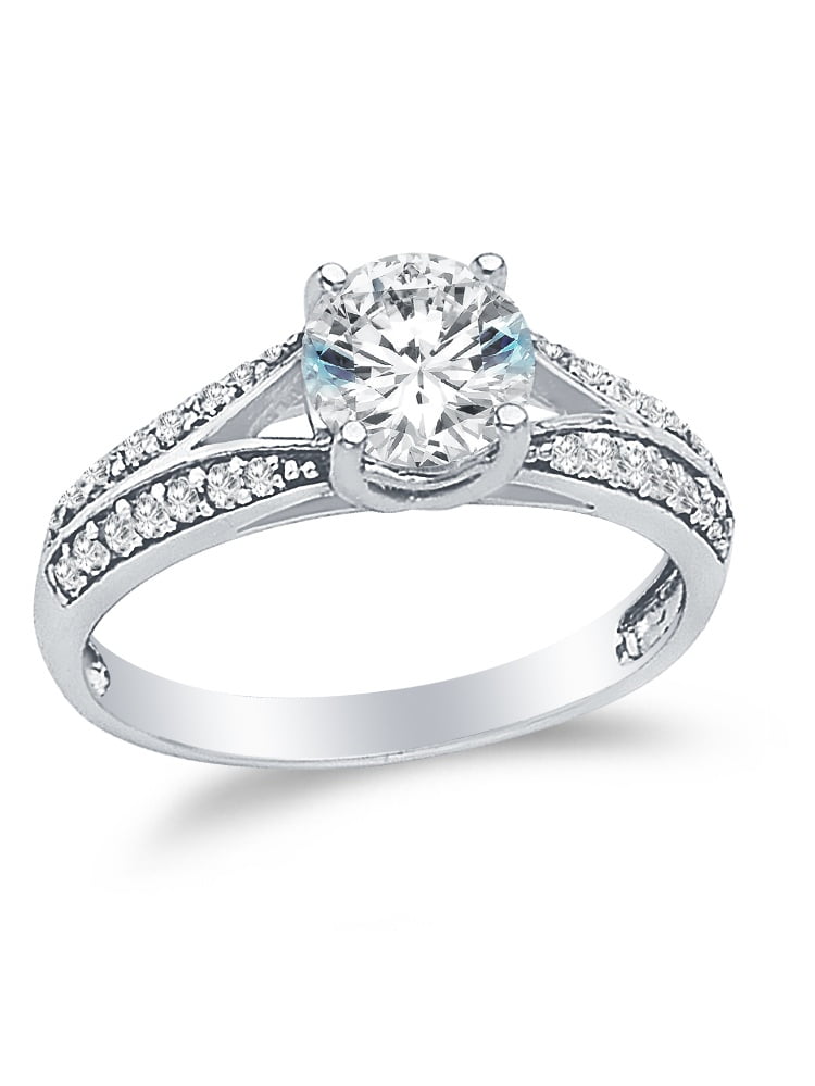 AA Jewels 14k White Gold CZ Cubic Zirconia Engagement Ring , Size 8.5
