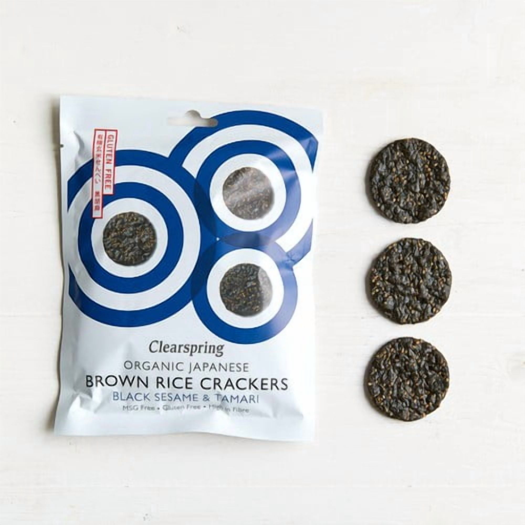 Clearspring Organic Black Sesame Brown Rice Crackers 40g, British Import (Pack of 6)