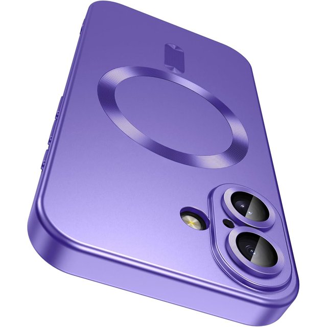 Para Magsafe fundas de teléfono con carga inalámbrica magnética para iPhone 16 15 14 13 12 11 Pro Max Plus funda trasera para cámara Accesorios Morado Para iPhone 12 Pro Max