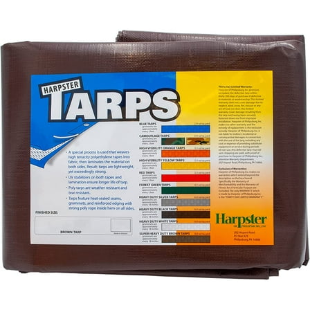 15 Ft. X 15 Ft. Super Heavy Duty 8 Oz. Brown Tarps - 16 Mil Thick