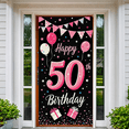 thumbnail image 3 of Pink Themed 50th Birthday Banner with Balloons Stars and Gift Boxes Happy Birthday Party Supplies Photography Props Backdrop Decors for Birthday Party Celebrations Photo Shoots and Decorations, 3 of 8