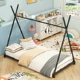 thumbnail image 2 of Bellemave Twin Size Montessori Floor Bed Metal Tent Bed Frame with Triangle Structure and Slat Support House Bed Teepee Bed Frame, No Box Spring Needed, Black, 2 of 10