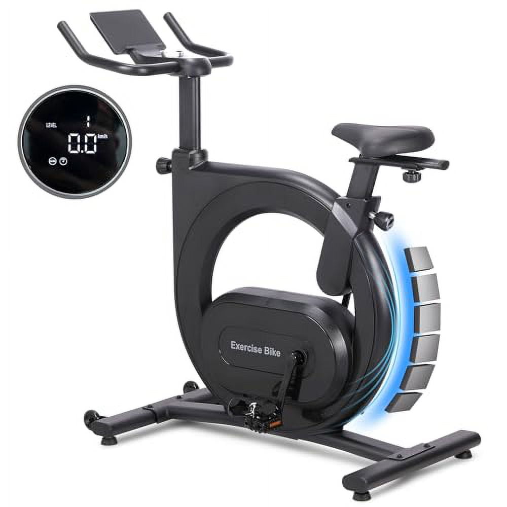 Exercise Bike,Electromagnetic Control Stationary Bikes for Home Cardio,Indoor Cycling Bike with Shuttle Smart Knob,Magnetic Resistance/Brake Pad, Low Noise with App, Upgraded Version Seat