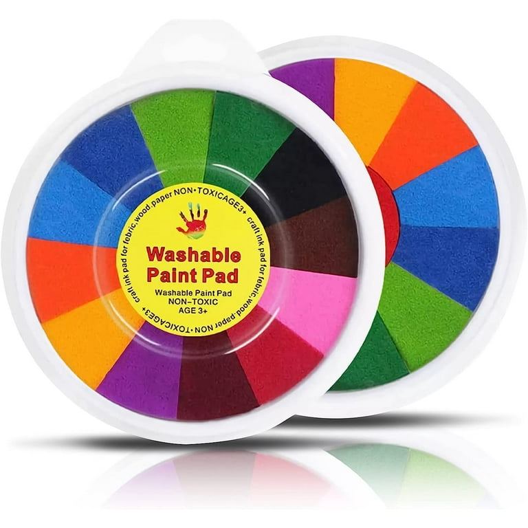 Colorful Ink Pads, 13 Colors Washable Fingerprint Ink Pads, Ink Pads for Kids  Washable,Non-Toxic and Child-Safe Ink Stamp Pad for Kids Rubber Stamp  Crafting Paper Wood Fabric Scrapbook(2 Pack) 