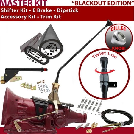 American Shifter 4L80E Shifter Kit Black 16 in. E Brake Cable Clamp Trim Kit Dipstick for F2C27
