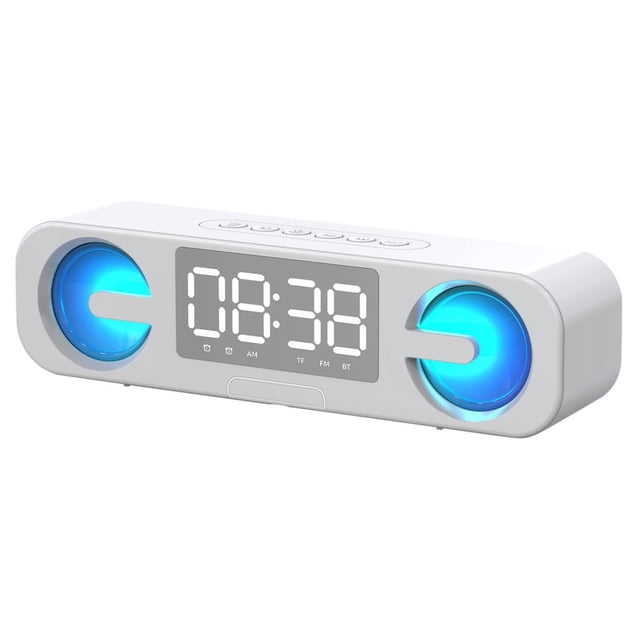 Large Screen Clock Bluetooth Speaker Double Alarm Clock With RGB LED Changing Aperture Double 5W Booming Sound 4 PlayMode FM Support Card