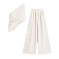 thumbnail image 7 of SZJXBUY 2 Pc Pants Sets Women Outfit Dressy Baggy Casual Off Shoulder Sleeveless Wide-Leg Pants Set Elegant Beach Outfit White,L, 7 of 7