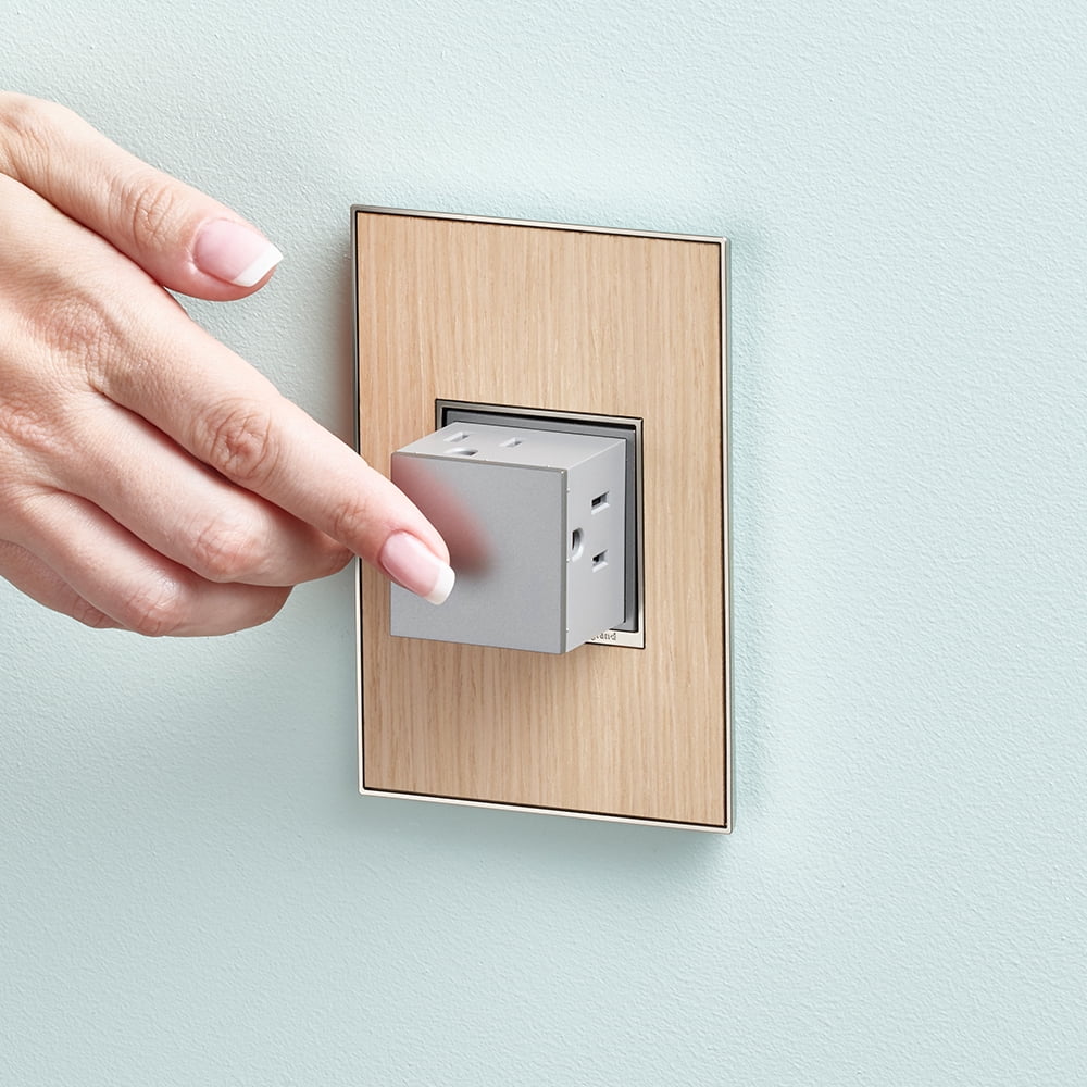 Legrand adorne 20Amp 1-Gang Pop-Out Outlet in Magnesium With Matching Wall Plate, ARPTR201GM2WP