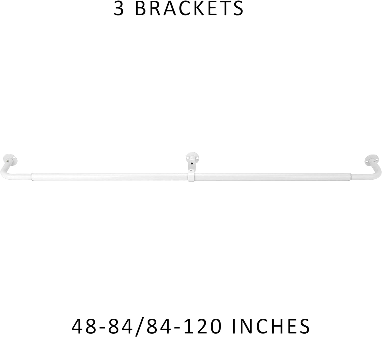 eTeckram Energy Saving Wrap Around Blackout Return Adjustable Window Curtain Metal Rod Set, 5/8 inch Diameter,84"-120",Glossy white