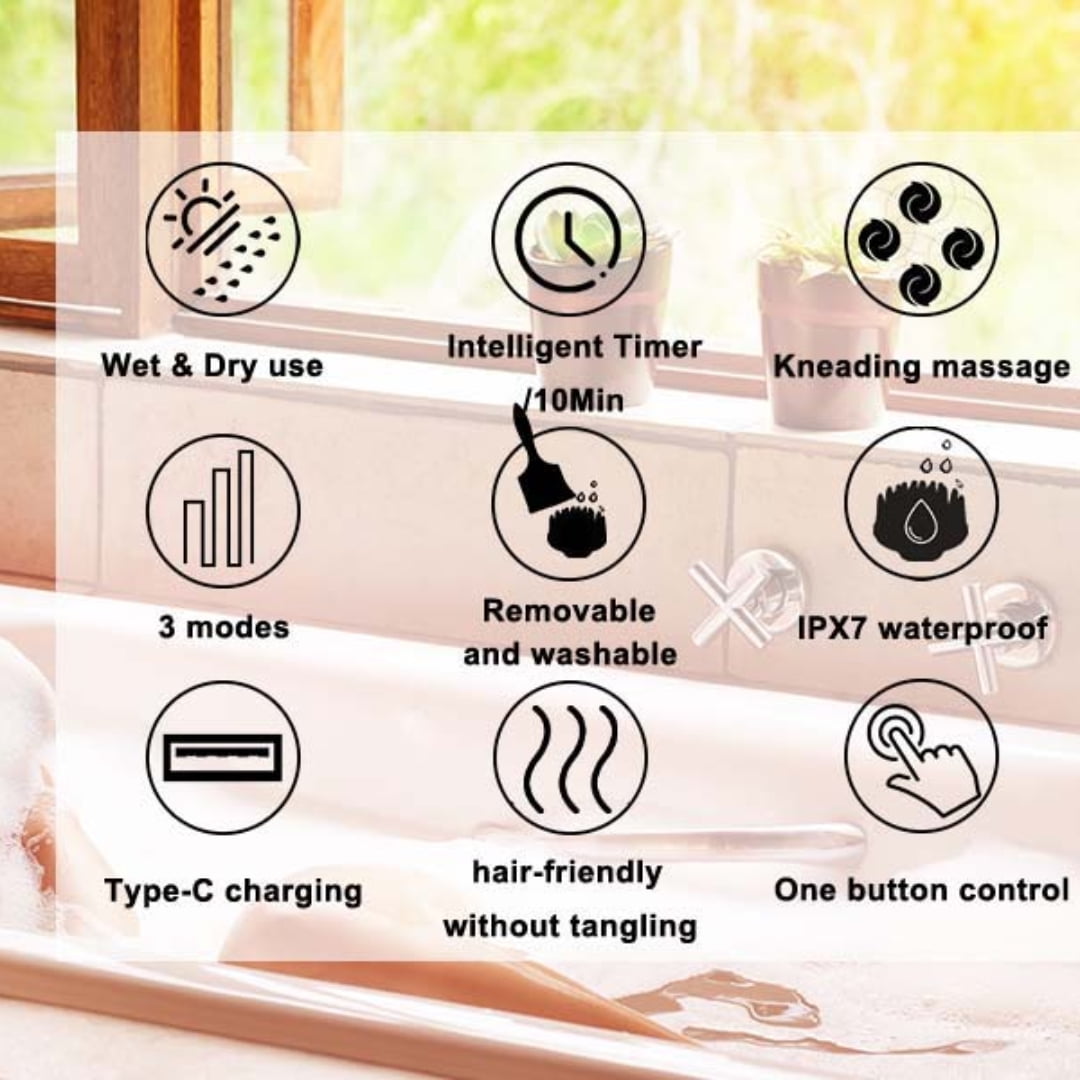 KAMUGO Scalp Massager Portable Electric Scalp Massager Hair Growth,Waterproof Handheld Head Scratcher Massager,3 Speed Modes with 8 Massage Claws Cat Massager(Purple)