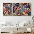 thumbnail image 2 of IDEA4WALL Framed Canvas Print Wall Art Set of 3 Pastel Colorful Wildflowers Prints Botanical Flowers Floral Illustration Art Vintage Nature Wilderness Artwork for Room Decor - Natural 16"x24"x3, 2 of 4