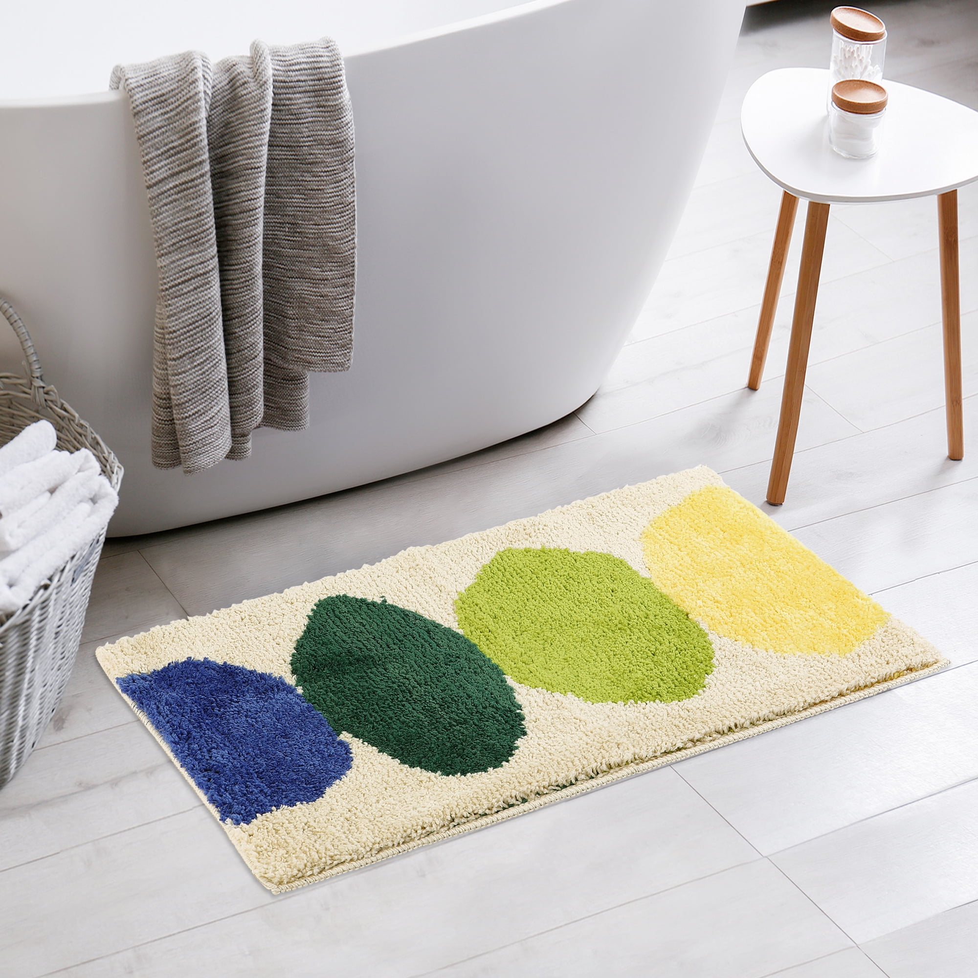 Unique Bargains 2 Pcs Printing Bath Mats Non-Slip Quick Dry Rugs for Bathroom Beige 18" x 26"