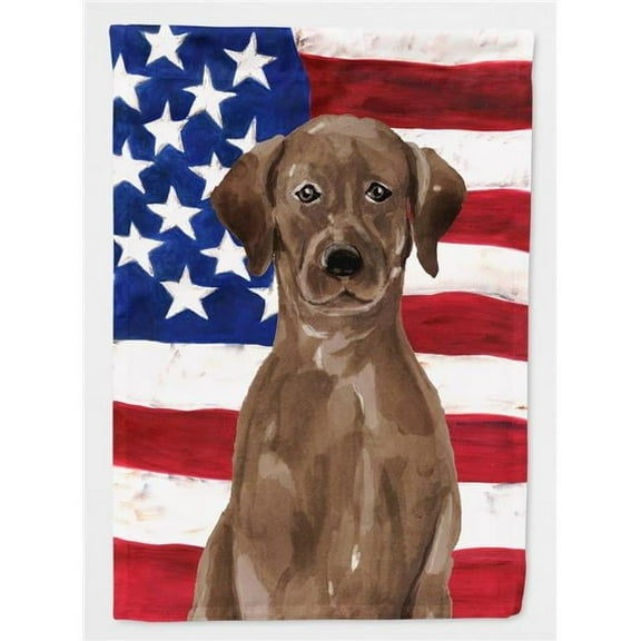 Chocolate Labrador Patriotic House Flag