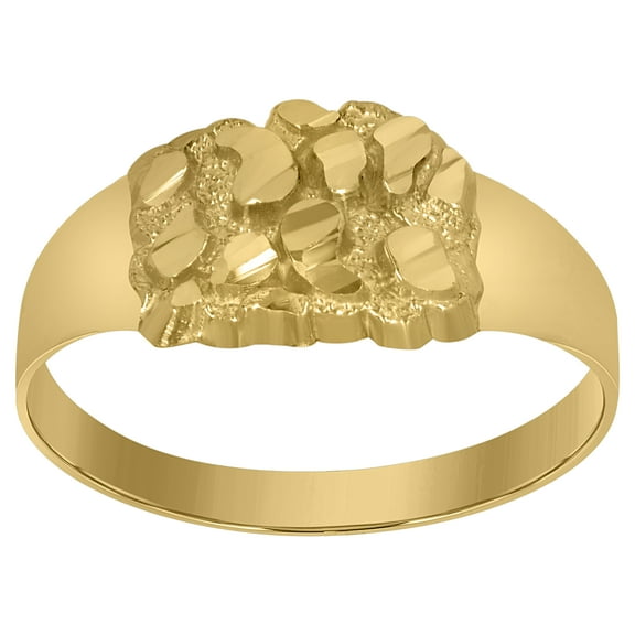 10k Yellow Gold Mens Nugget Dc Textured Band Ring