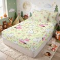 thumbnail image 3 of Erosebridal Fox Zipper Queen Comforter Set with Fitted Sheet and 2 Pillowcases for Girls, Yellow Bunnies Zipper Bedding Set, Polka Dots Reversible, 3 of 7