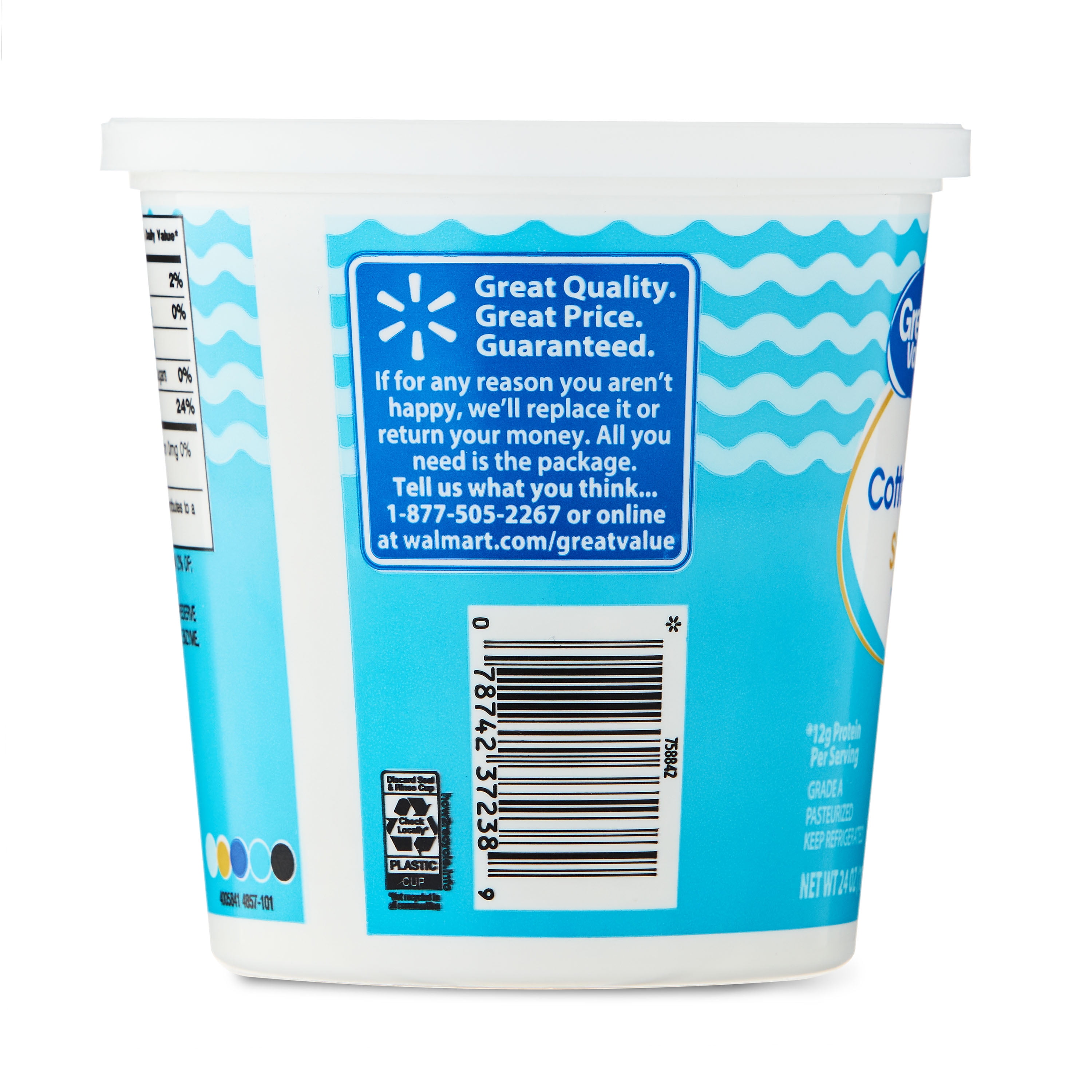 Great Value 1% Milkfat Small Curd Low-fat Cottage Cheese, 24 oz