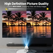 جهاز عرض صغير مع واي فاي وبلوتوث، جهاز عرض خارجي 4 K مع حامل قابل للتعديل 180 °، جهاز عرض فيلم Keystone تلقائي متوافق مع عصا التلفزيون/IOS/Android/كمبيوتر محمول، محمول 1080 P Full HD Proyector