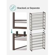 12-Tier Shoe Rack Tall Metal Shoe Storage Organizer for Closet Set of 2/6-Tier Big Stackable Shoes Rack Shelf Adjustable Feet & Slanted Shelves Holds 48-60 Pairs Bronze