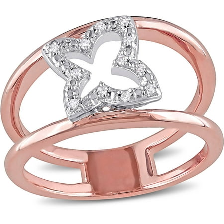 Miabella Diamond-Accent Two-Tone Sterling Silver Double Band Design Ring