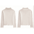 thumbnail image 2 of talentlend Girls 2 Packs Mock Neck Long Sleeve Shirts Cotton Ribbed Knit Slim Tops Casual Trendy Base Layer Tee, 2 of 7