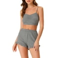 thumbnail image 1 of INSPIRE CHIC Women's Pajama Set Stretchy Knit Spaghetti Strap Runch Cami with Shorts 2 Pcs Loungewear M Grey, 1 of 5