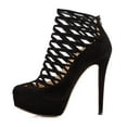 thumbnail image 2 of YDN Women Fashion Caged Strap Closed Toe Sandals Stiletto Platform High Heels Back Zipper Bootie Pumps Sexy Shoes Size 15 Black, 2 of 4