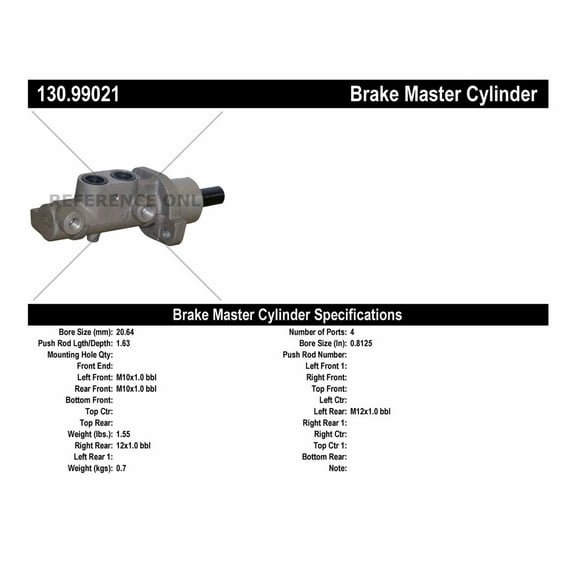 Centric 130.99021 Centric Premium Brake Master Cylinders