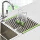 thumbnail image 2 of Escurridor de platos sobre fregadero para encimera de cocina, escurridor de platos plegable de acero inoxidable, estante para fregadero, utensilios de organización de cocina, 18,5 "x 11", verde, 2 of 5