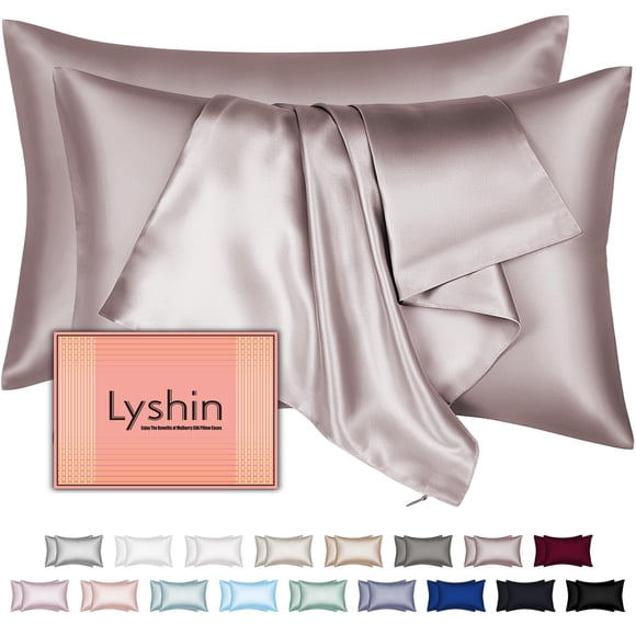 Fundas de almohada de seda LYSHIN Mulberry, paquete de 2, tamaño queen, 50 x 75 cm