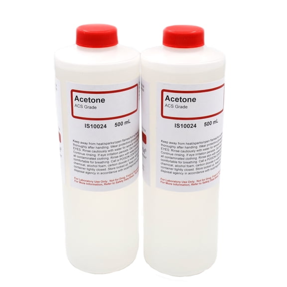 ACS-Grade Acetone, 500mL, Case of 2 - The Curated Chemical Collection