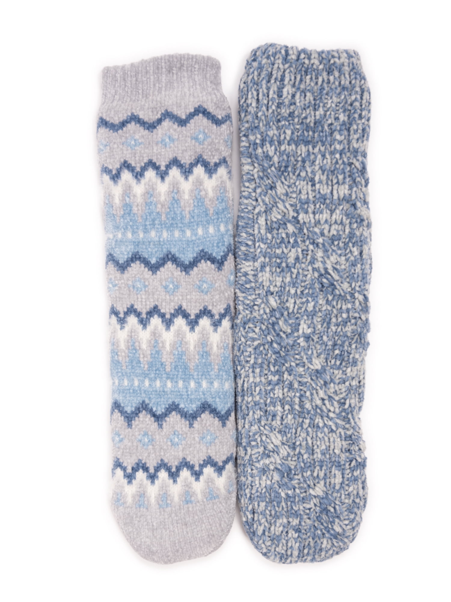 MUK LUKS Women's Tall Rib Cuff Cabin Socks, 2-Pack, S-XL