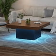 thumbnail image 2 of 35-pulgada square coffee mesa con 16-color plug-in LED lights - moderno sala de estar cocktail mesa, 2 of 7