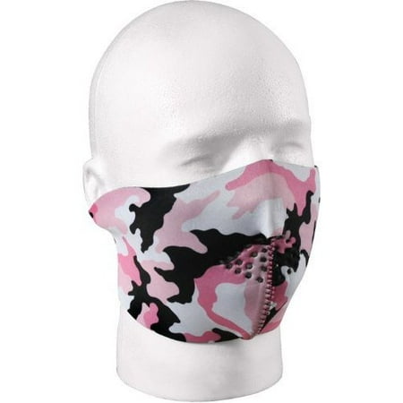 Pink Camo/Black Reversible Half Mask