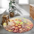 thumbnail image 3 of Round Rugs 3.3Ft, Orange Spring Floral Round Area Rug Washable Indoor Throw Carpet, Modern Oil Painted Daisy Botanical Soft Non Slip Circle Rug for Laundry Room Patio Home Decor Aesthetic, 3 of 8